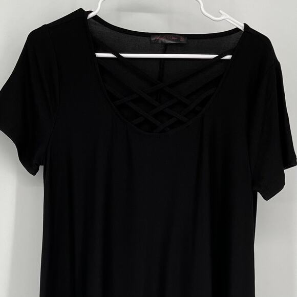 Shelia Rose Short Sleeve Flare Midi Dress in Black Size XL - Picture 1 of 7